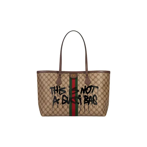 Balenciaga GUCCI Коллаборация Покрытый холст Сумка-тоут Сумка для покупок Сумка через плечо Женская Бежевая