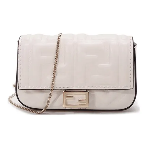 FENDI Baguette Кожа Наппа Плечевая Сумка Экстра Мини Женская Молочно-Белая