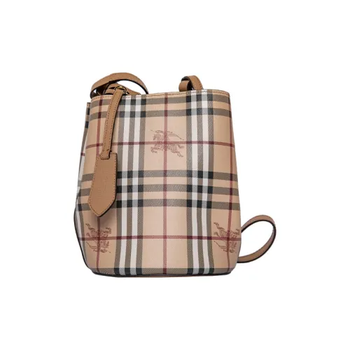 Burberry Коровья кожа Ведрообразная сумка Сумка через плечо Сумка на плечо Женская Молочно-чайная