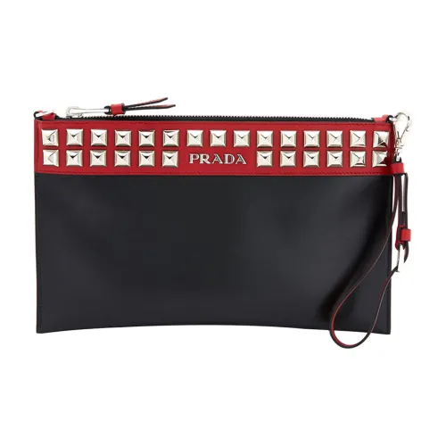 PRADA Клатч из коровьей кожи стандартный женский черный красный многоцветный
