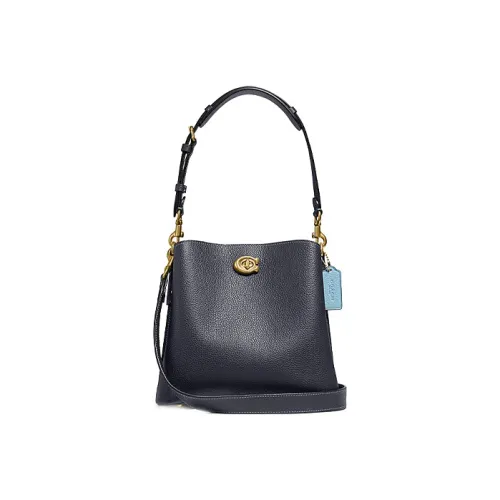 COACH Willow GRAIN LEATHER Сумка через плечо Сумка среднего размера Женская Темно-фиолетовая Синий