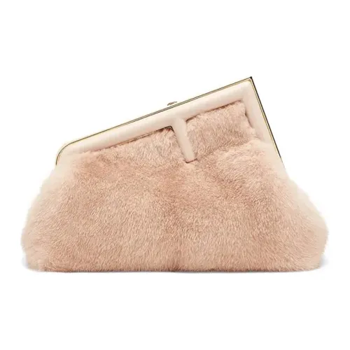 FENDI First Mink Fur Handheld Crossbody Bag Small Women's Light Pink Candy Color