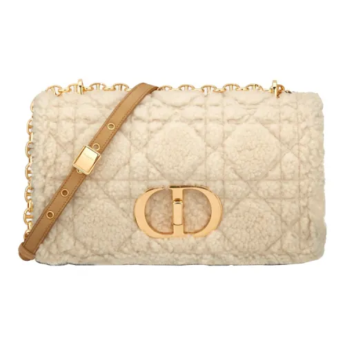 DIOR Shearling Crossbody Bag Shoulder Bag Medium Women's Beige