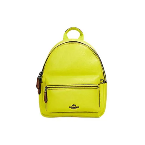 COACH X Keith Haring Коллаборация Charlie Камлет Кожа Рюкзак Маленький Женский Ярко-Желтый