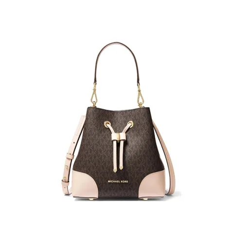 MICHAEL KORS Mercer Gallery Bucket Сумка через плечо из искусственной кожи маленькая сумка для женщин коричневый и розовый