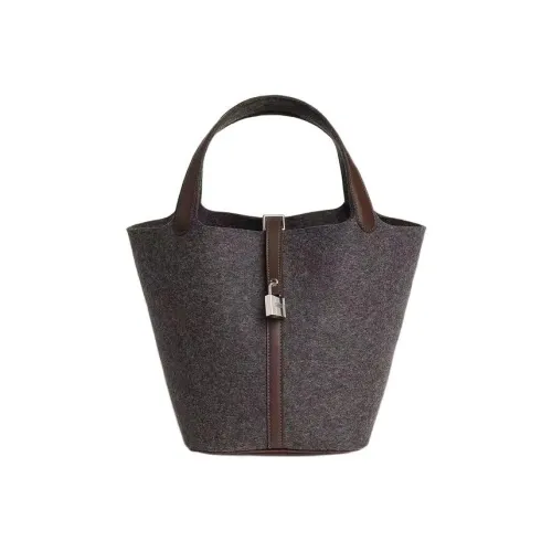 HERMES Picotin Lock Swift Кожа Ведрообразная Сумка 22 Женская Серый и Коричневый