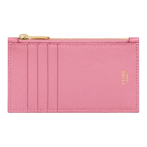CELINE Гранированная телячья кожа кошелек для монет держатель для карт женский розовый