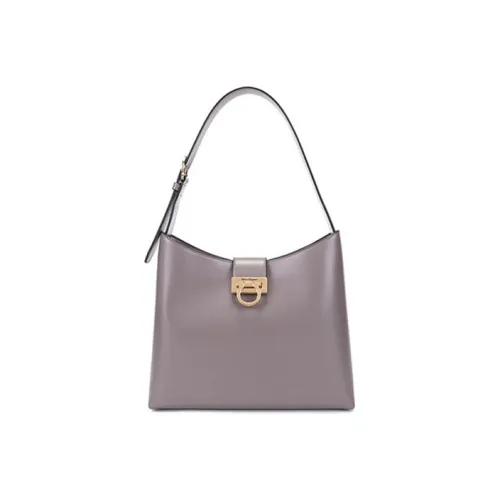 FERRAGAMO Trifolio Коровья кожа Сумка через плечо Большая Женская Тауповая