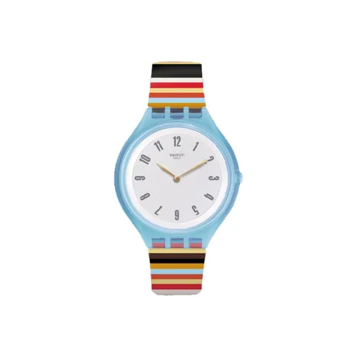 SWATCH Skin Extra Thin Collection Кварцевый механизм Унисекс Часы 40 мм Белый циферблат Пластиковый корпус Часы Силиконовый ремешок