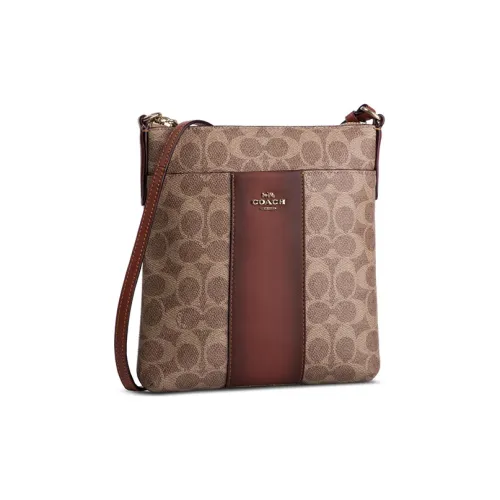 COACH Kitt Покрытый холст Одиночная сумка через плечо сумка на плечо женская коричневый