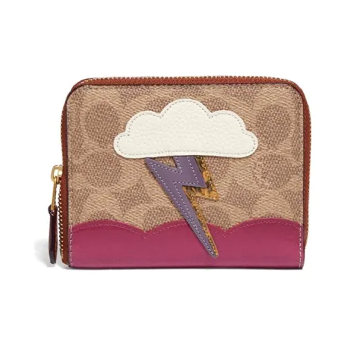 COACH Zip Around PVC Кошелек Клатч Женский Коричневый