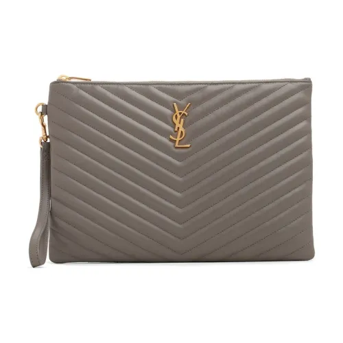 SAINT LAURENT Кожа Клатч Унисекс Серый