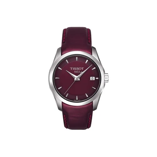 Tissot Kutu Collection Кварцевый механизм Женские часы 32 мм Красный циферблат Корпус из нержавеющей стали Ремешок из натуральной кожи