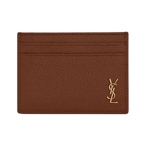 SAINT LAURENT Телячья кожа Держатель для карт Мужской Коричневый