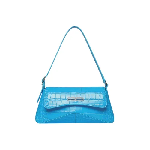 Balenciaga Крокодиловый узор Тисненая Коровья кожа Сумка Сумка через плечо Сумка через плечо Маленькая Женская Синяя