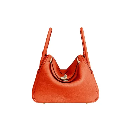 HERMES Lindy Clemence Bullock Кожа Сумка Сумка через плечо Женская 9J Feu Пламенно-оранжевый