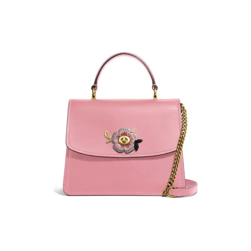 COACH Паркер Коровья кожа Сумка через плечо Сумка среднего размера Женская Розовая