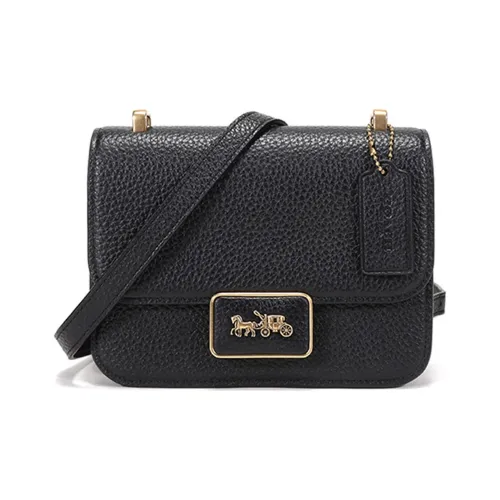 COACH Alie Кожа Курьерская Сумка Маленькая Квадратная Сумка Сумка через плечо Сумка на плечо Женская Черная