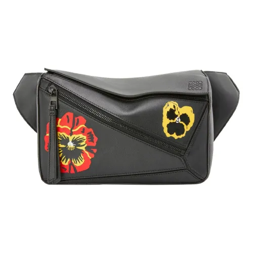 LOEWE Пазл Классический Телячья кожа Бананка Маленький Мужской Черный