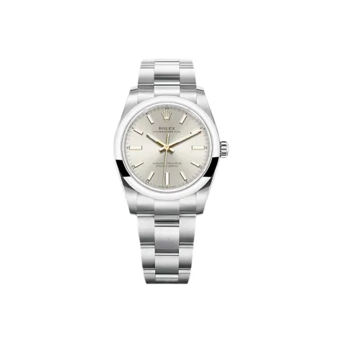 ROLEX Автоматический Механический Movement Женские Oyster Perpetual Часы 34 мм Серебряные