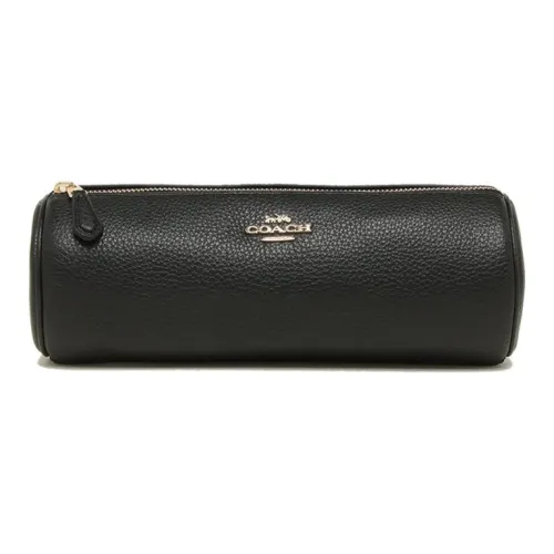 COACH Кожа Косметичка Клатч Маленький Женский Черный