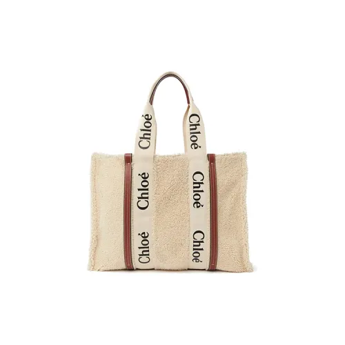 Chloe Woody Коровья кожа Сумка на одно плечо Женская Бежевая Коричневая