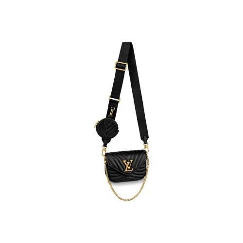 LOUIS VUITTON New Wave Корова Кожа Плечо Сумка Обычная Женская Черная