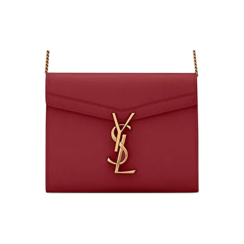 SAINT LAURENT CASSANDRA Кожа Цепочка Кошелек Конверт Сумка через плечо Сумка через плечо Женская Ярко-красная