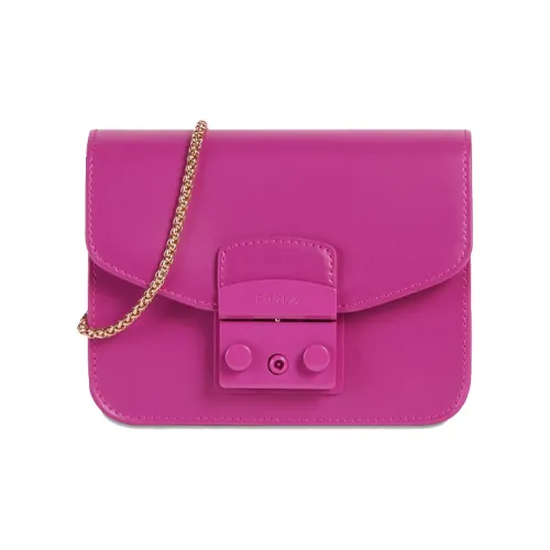 Furla Metropolis Collection Кожа Сумка через плечо Сумка на плечо Маленькая квадратная сумка Женская Фуксия