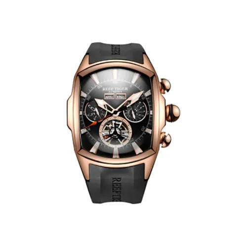 REEF TIGER Aurora Collection Tank II Автоматический Механический Механизм Часы Мужские Черный Циферблат