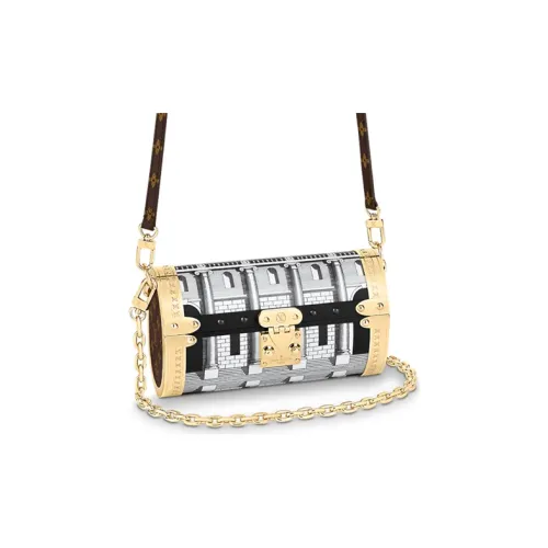 LOUIS VUITTON Papillon Коровья кожа Цилиндрическая сумка Портативные сумки через плечо Сумка через плечо Женская Черный Белый Коричневый