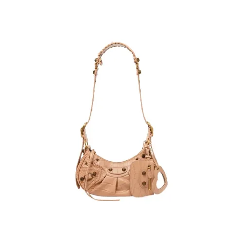 Balenciaga Le Cagole Коровья кожа Пельменная сумка Полумесяц сумка Сумка через плечо Экстра Маленькая Женская Бежевая