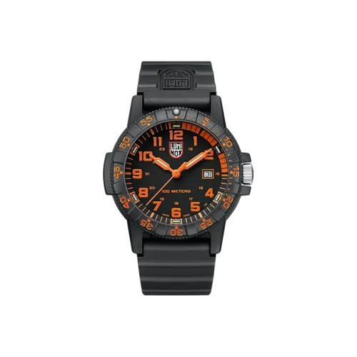 LUMINOX Кварцевый механизм Мужские часы Часы 44 мм Апельсиновый циферблат Часы Резиновый корпус Часы Резиновый ремешок
