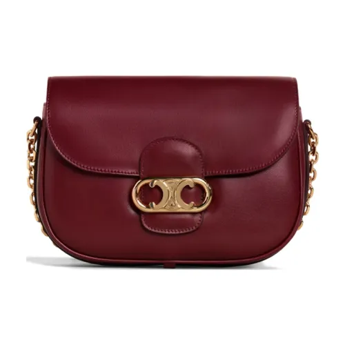 CELINE MaillonTriomphe Блестящая сумка из коровьей кожи сумка через плечо сумка через плечо среднего размера женская красная