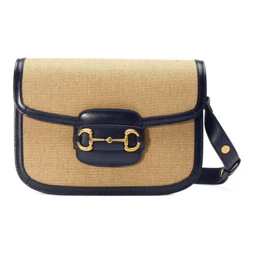 GUCCI Horsebit 1955 Холст с кожей Седло Сумка Портативная Сумка через плечо Сумка через плечо Женская