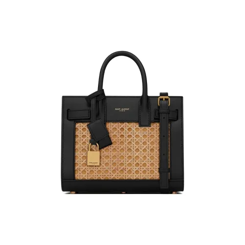 SAINT LAURENT Гладкая кожа большая вместимость аккордеонная сумка тоут сумка женская черная