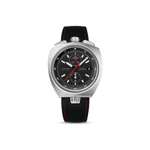 OMEGA Автоматический Механический Часы Мужские 43 мм Черный Циферблат Корпус из Нержавеющей Стали Ремешок из Коровьей Кожи