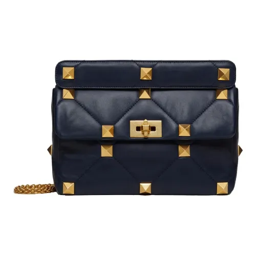 Valentino Roman Stud Овечья кожа Ручная сумка Сумка через плечо Сумка на плечо Женская Синяя