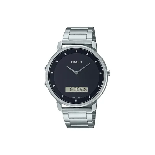 CASIO Standard Series Кварцевый механизм Нержавеющая сталь Ремешок Часы Мужские Черный циферблат MTP B200D 1E