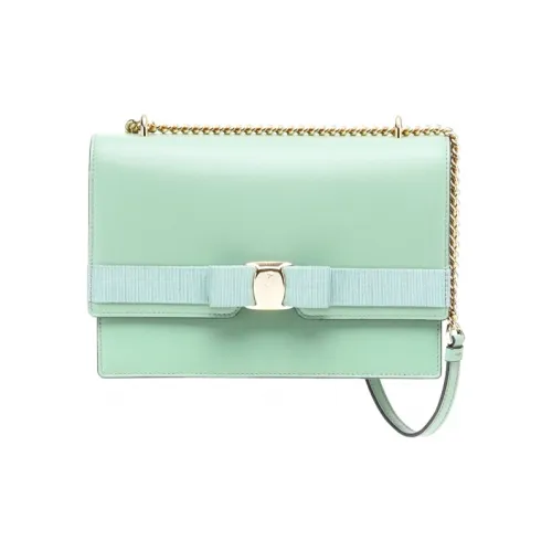 FERRAGAMO Vara Коровья кожа Сумка через плечо Средняя Женская Аква Светло-зеленый