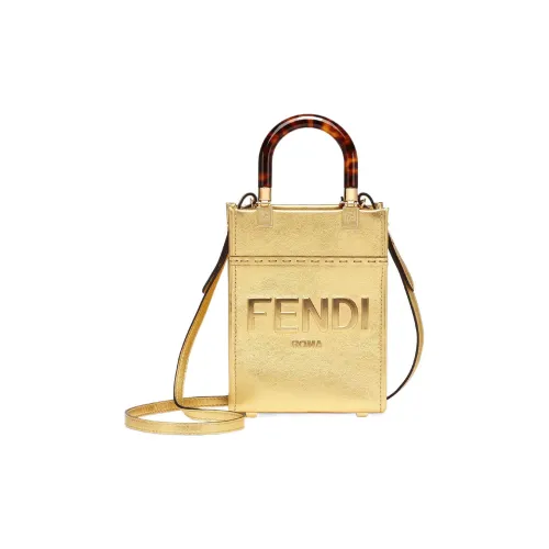 FENDI Sunshine Кожа Тоут Сумка Сумка для покупок Сумка через плечо Сумка Мини Женская Золотая