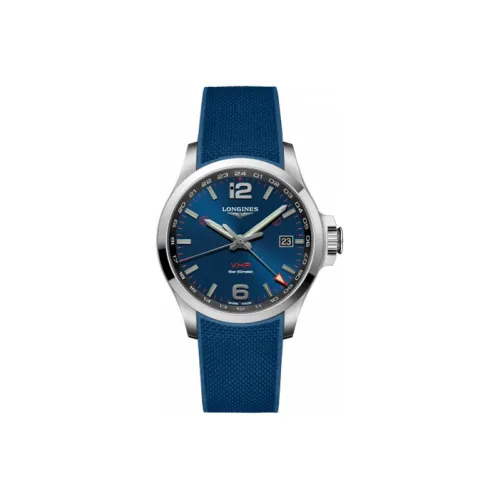 LONGINES Comcast Collection Кварцевый механизм Мужские часы 43 мм Синий циферблат Корпус из нержавеющей стали Резиновый ремешок