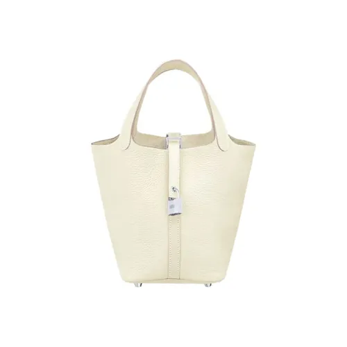 HERMES Сумка-ведро из кожи Taurillon Clemence корзинка-сумка сумка 18 женская кремово-белый