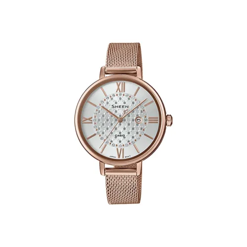 CASIO SHEEN Collection Radiant Collection Кварцевый механизм Ткань Ремешок Часы Женские Белый Циферблат SHE 4059PGM 7AU