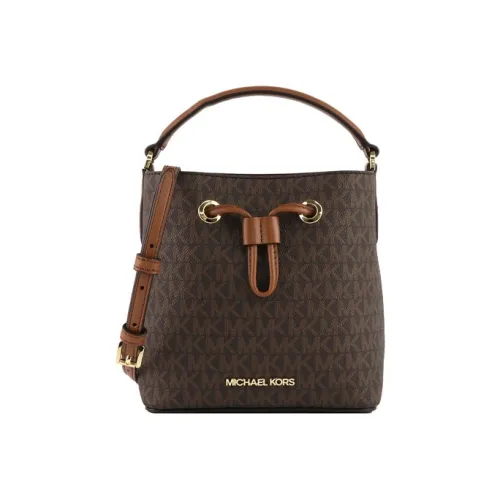 MICHAEL KORS Suri Холст с кожей Ведрообразная Сумка Сумка через плечо Сумка через плечо Маленькая Женский Желудево-коричневый