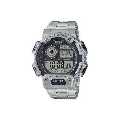 CASIO YOUTH Collection Циферблат с цифровым дисплеем Кварцевый механизм Ремешок из нержавеющей стали Мужские часы Серебристый циферблат