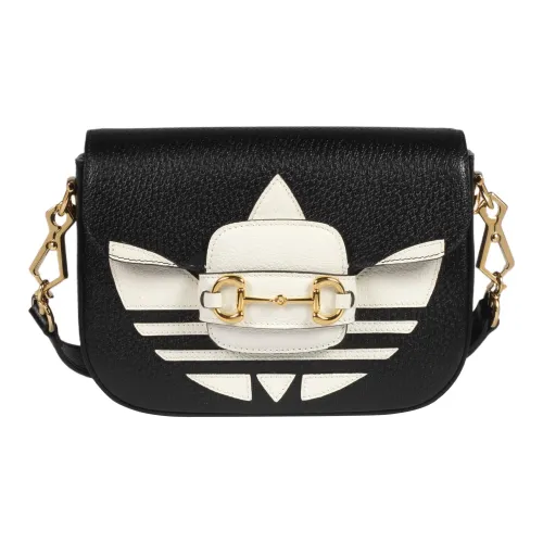 GUCCI Adidas Коллаборация Horsebit 1955 Кожа Сумка через плечо Мини Унисекс Черный