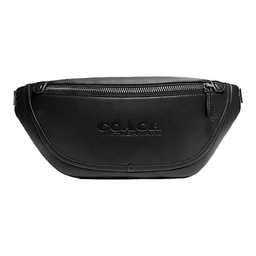 COACH League Коровья кожа Сумка через плечо Сумка через плечо Сумка через плечо Бананка Большая Мужская Черная