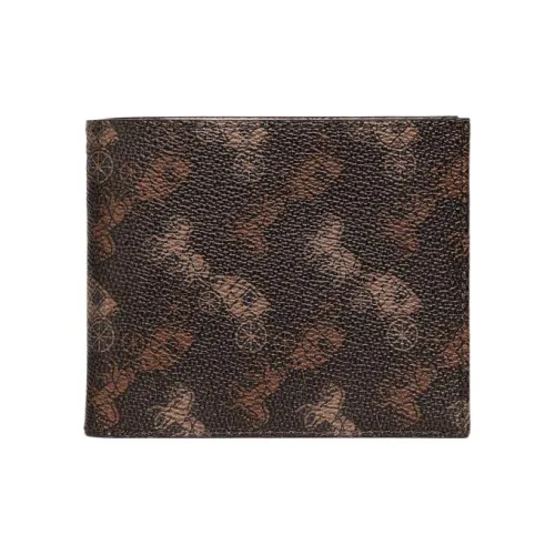 COACH Кошелек Billfold из кожи стандартный мужской темно-коричневый и синий с подкладкой