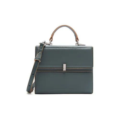 JESSIE JANE Корова Кожа Маленькая Квадратная Сумка Сумка Одно Плечо Сумка Женская Каштановый Зеленый